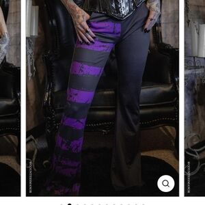 Purple and Black Women's Flare Pants